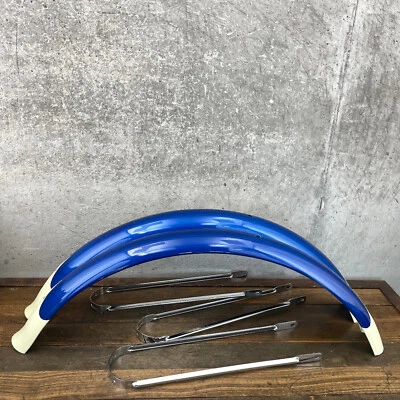 Juego guardabarros bicicleta 26" azul NOS de colección guardabarros cromo estancias Cruiser Klunker Foto 1 de 4