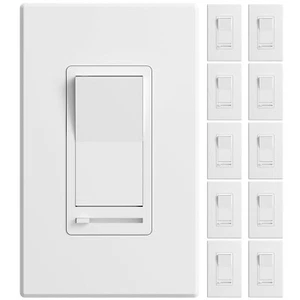 Paquete de 10 interruptores de luz atenuadora Amico, control deslizante compatible con un solo polo o 3 vías - Imagen 1 de 9