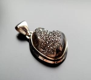 925 Silber Halsketten Anhänger Platinum-Druse Echtschmuck - Bild 1 von 6