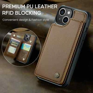 Hülle Für iPhone 15 14 Pro Max 13 12 11 Leder Wallet Card Holder Magnetic Tasche - Bild 1 von 27
