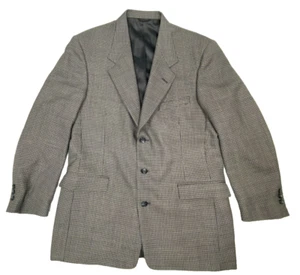 LORD & TAYLOR Vintage Men’s Sport Coat 42 R REGULAR blue grey check 80s 90s - Picture 1 of 10