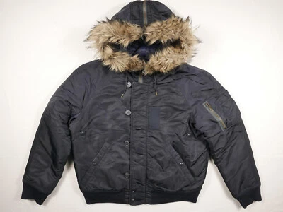 Polo Ralph Lauren Jacket Puffer Down Bomber Black/Navy Tactical Military Fur L - Image 1 of 4