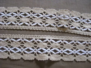 9 1/2 YDS TWO TONE GORGEOUS VINTAGE TAUPE SWISS COTTON CLUNY LACE TRIM. - Picture 1 of 1