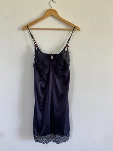 Heidi Klum Intimates Size Large Sleep Wear Slip Navy Blue Lace Trim Worn Once - Picture 1 of 5