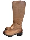UGG Boots Broome II Women's Size 7.5 Brown Leather Tall Zip Shearling Lined