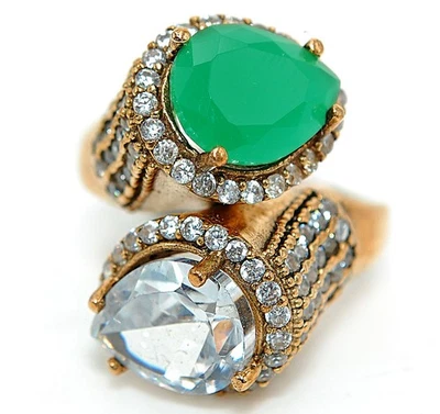 Ottoman Empire Style 6CT Treated Emerald 925 Sterling Silver Ring Sz 8 H4-1 - Image 1 of 3