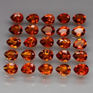 Forma di Pera 4x3 mm.100%Arancio Naturale Citrino Brasile Fuoco Completo 25pz/3,45Ct. - Foto 1 di 6