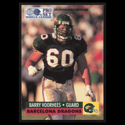 Barry Voorhees #42 1991 Pro Set WLAF Barcelona Dragons Football Card NFL NM - Image 1 of 3