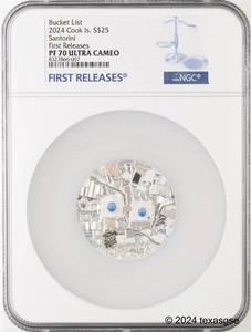 2024 Cook Islands 5oz Silver $25 Bucket List - Santorini NGC PF70 First Release - Picture 1 of 2