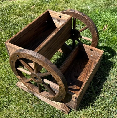 Carro jardinera de madera - Carro de flores decorativo con ruedas para jardín y patio Foto 1 de 4