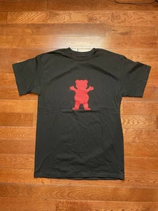 Grizzly Grip Tape Skater T-Shirt Herren Medium Schwarz mit Red Bear Logo SS Neu - Bild 1 von 10