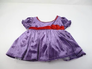 Build A Bear Girl Purple Velour Red Accent Dress Outfit Clothing BAB - Picture 1 of 4