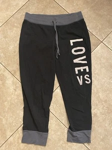 Victoria’s Secret Gray and Black Capri Loose Fit Leggings Size Small Preloved - Picture 1 of 4