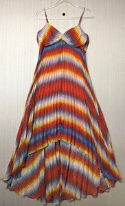 Calvin Klein Women's Multicolor Hi Lo Spaghetti Strap Dress Size 4 - Picture 1 of 6