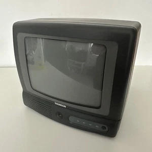 Vintage Thomson 10MG73B 10" Colour TV & Remote Retro Black Grey Gaming Prop - Picture 1 of 13