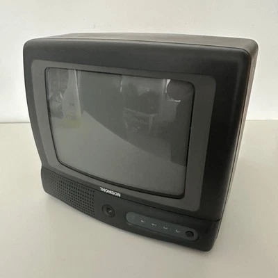 Vintage Thomson 10MG73B 10" Colour TV Retro Black Grey Gaming Prop - Image 1 of 4