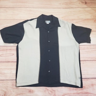 BC Ethic Lounge Shirt Mens Large Black Gray Outdoor Camp Button Up Bowling Tiki - Image 1 of 4