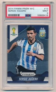 2014 Panini Prizm World Cup Soccer Sergio Aguero PSA 9 Mint #13 Argentina - Picture 1 of 2