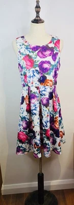 Caroline Morgan Floral Fit Flare Dress Size AU 10 Colourful Soft Fabric RRP$89 - image 1 of 4