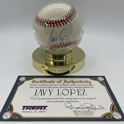 Béisbol firmado por Javy López Atlanta Braves certificado de autenticidad trato Foto 1 de 4