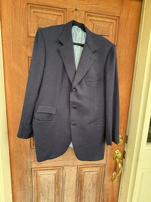 Brioni 男式西装外套海军蓝羊羔毛纯色针织运动外套,尺寸 56L / 46L — 第 1/4 张图片