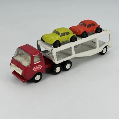 Винтажный Крошечный Грузовик Tonka Автомобильный Прицеп W 2 Автомобиля VW Жук No. 636 - Изображение 1 из 4