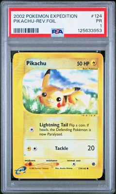 PSA 1 PR 2002 Expedition Pikachu Reverse Holo Foil 124/165 WOTC  Pokemon - Image 1 of 2