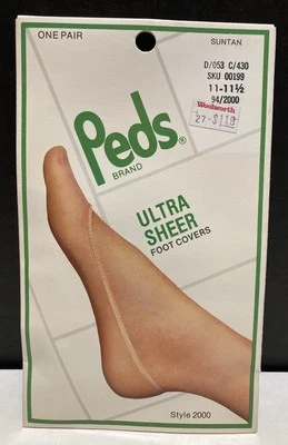 Vintage PEDS Ultra Sheer FOOT COVERS style 2000 Suntan Fits Size 9-10.5 SEALED - Image 1 of 4