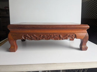 Mesa de madera tallada china vintage soporte de exhibición rectangular té bonsái rezar Foto 1 de 4