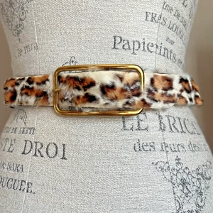 Vintage 50s Faux Fur Leopard Cinch Belt Size 28 Pinup Rockabilly Mod Punk Edgy - Bild 1 von 7