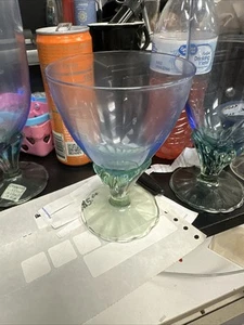 Bormioli Rocco Bahia Footed Sherbet Glass Green Blue Italy - Picture 1 of 3