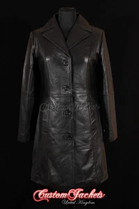 Ladies MIDDLETON Leather Coat Black Wax Classic Formal Long Leather Jacket 3457 - Picture 1 of 13