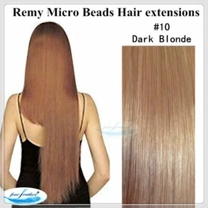 20"Indian Human Micro Beads Hair Extensions 100pcs Double Drawn #10 Dark Blonde - Picture 1 of 1