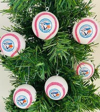 MLB Toronto Blue Jays 6 piece Shatterproof Baseball Ornaments 2" Diameter