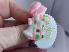 Holly Hobbie Girl MOTHER IS LOVE by AG Vintage Resin Brooch Pin M-2475*