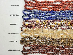 Cuentas de piedras preciosas perforadas con astillas de piedra de cristal natural irregular cadena de 34" - Imagen 1 de 8