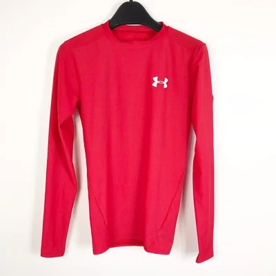 Under Armour Mens Solid Red Haetgear Compression Top Long Sleeve Size Small S - Image 1 of 2