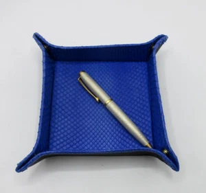 Genuine Python Italy Leather Valet Tray Catchall  7" Square Bergdorf Goodman - Picture 1 of 11