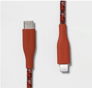 Cable trenzado Heyday Lightning a USB-C certificado MFi 6 pies acanalado rosa rosa - Imagen 1 de 2