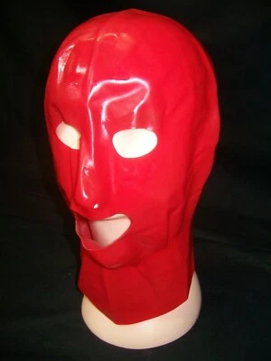 BONDAGE FETISH RUBBER LATEX BDSM RED EYES MOUTH OPEN MASK PEGGING SWINGING - Image 1 of 4