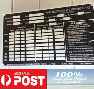 FORKLIFT LOAD RATING PLATE - FORKLIFT COMPLIANCE DATA PLATE- SUITS ALL FORKS. - Picture 1 of 8