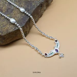Real Sterling Silver Indian women gifting party wear Mangalsutra necklace - Picture 1 of 4