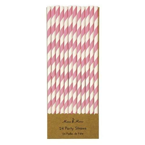 Pink & White Striped Paper Straws by Meri Meri (24 Pack) - Image 1 of 1