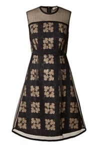 Orla kiely Prom Dress Geometric Black Silk Cotton Ivy Black UK10 US6 - Picture 1 of 2