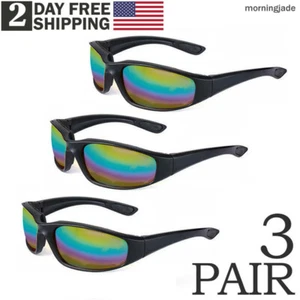 3 Pairs Chopper Motorcycle Padded Foam Wind Resistant Riding Glasses Sunglasses - Picture 1 of 19