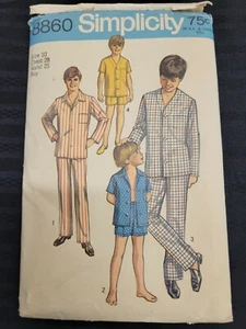 1970 Simplicity 8860 Boys Pajamas/PJs Tops & Pants in 2 lengths Cut Vintage - Picture 1 of 2