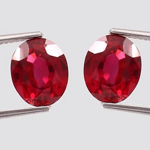 11x9 MM - Natural Flawless Mozambique Ruby Loose Oval Gemstone Cut Matched Pair - Picture 1 of 4
