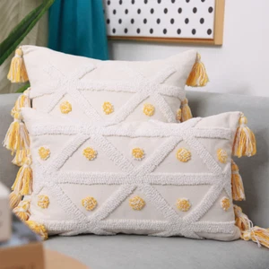 Handmade Moroccan Style Macrame Nordic Boho Tassel Cushion Cover Cotton - Bild 1 von 6