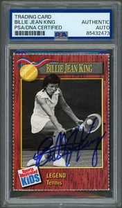 Billie Jean King SIGNED 1990 SI For Kids Tennis Card #210 Auto Authentic PSA - Picture 1 of 2