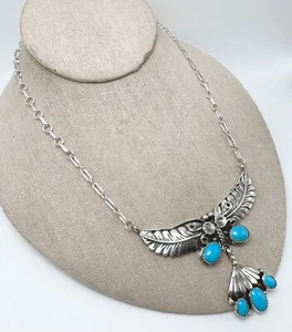 CHACO CANYON Sterling Sleeping Beauty Turquoise "Butterfly" Necklace - NWT sweet - Picture 1 of 12